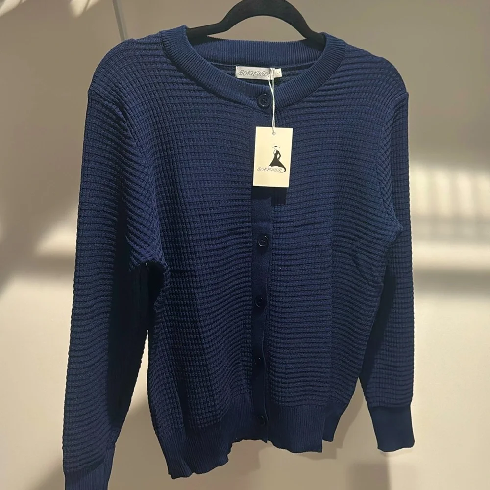 NWT Blue Button Down Sweater - Picture 1 of 3